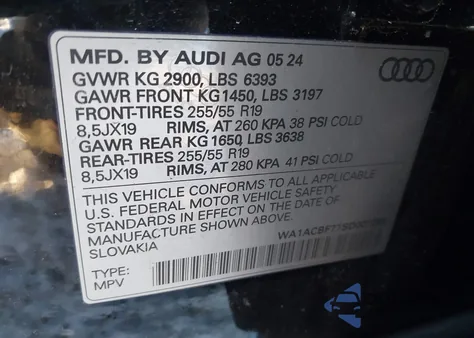 2025 Audi Q7 Premium 45 Tfsi Quattro Tiptronic z USA, uszkodzony, nr VIN WA1ACBF77SD007268